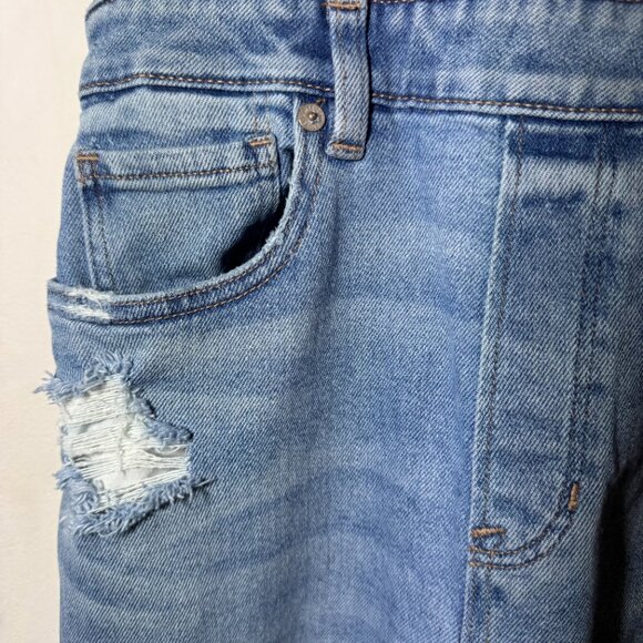 American Eagle Mom Overalls Size 8 Distressed - Picture 3 of 12